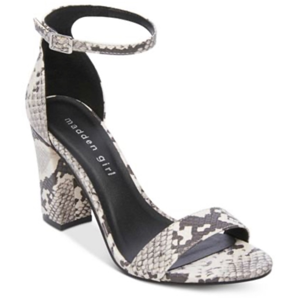 Madden Girl Bella Snake Skin Block Heel Sandals
